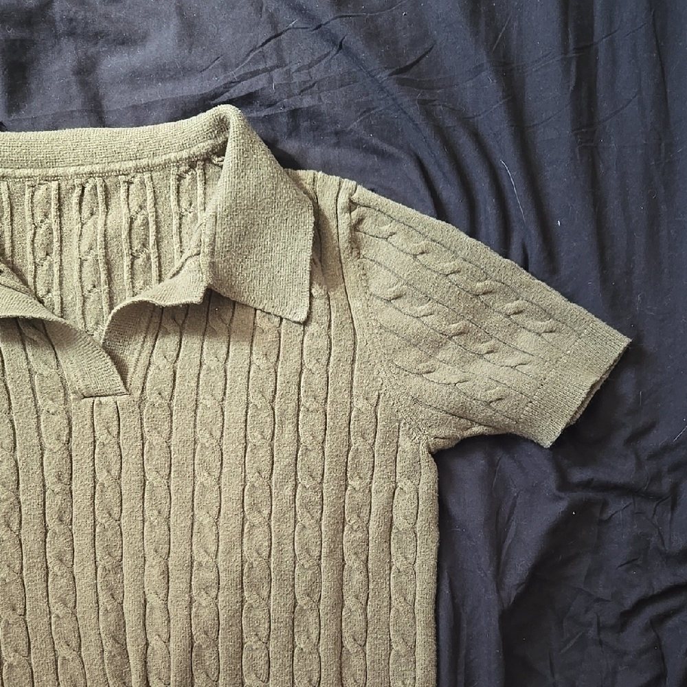 Olive Cable Knit Shirt